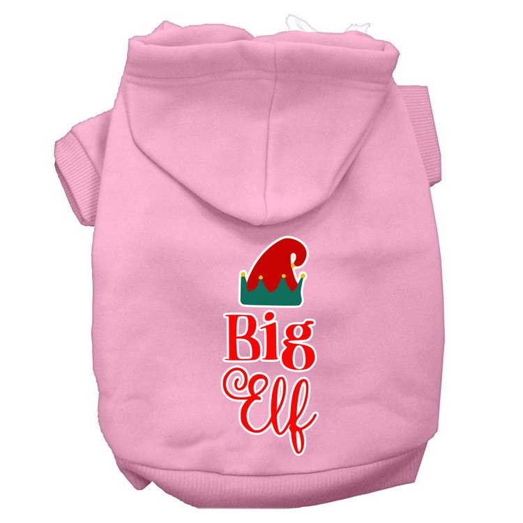 Big Elf Screen Print Dog Hoodie Light Pink XS